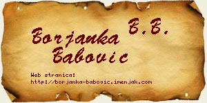 Borjanka Babović vizit kartica